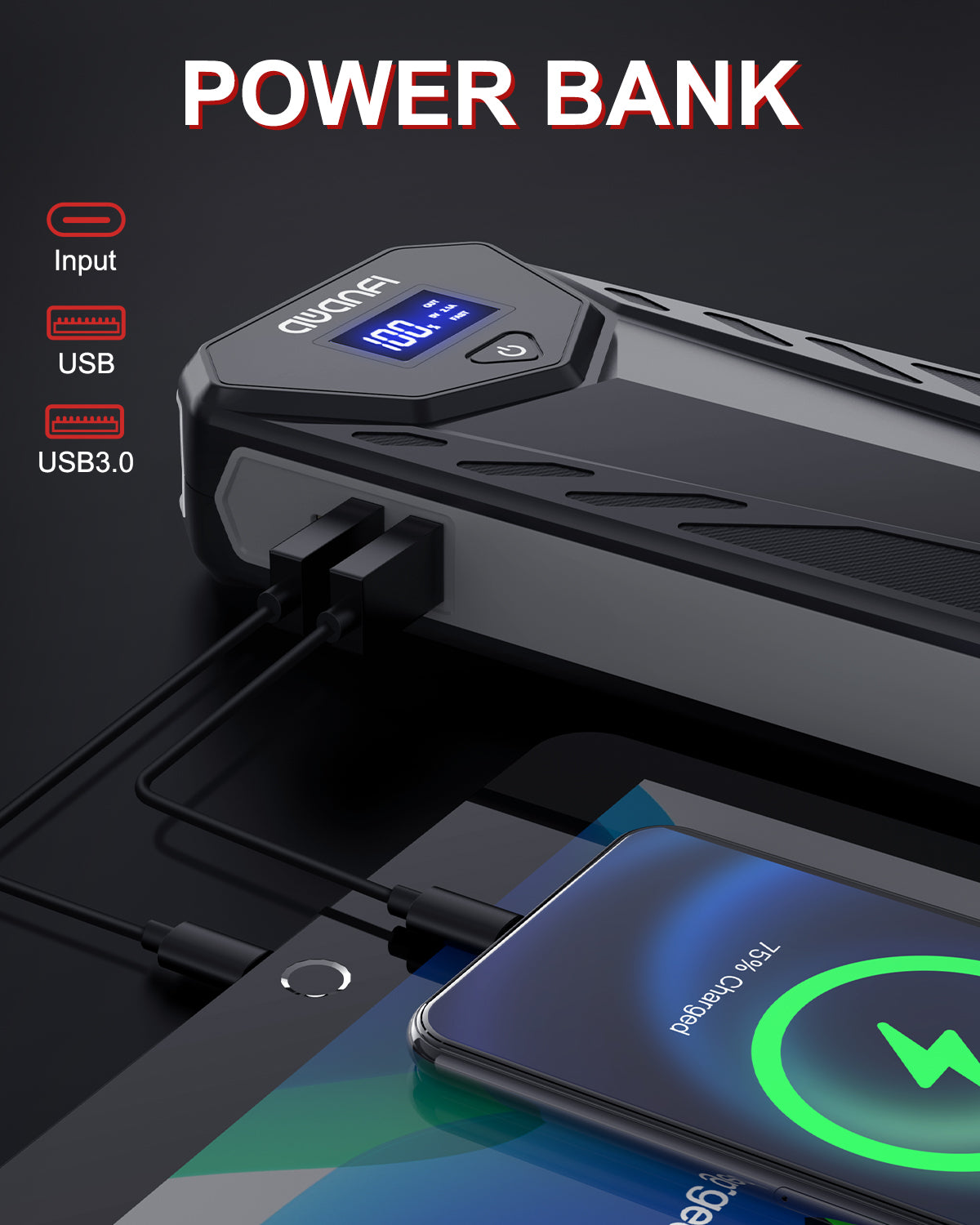 AWANFI Jump Starter, 3000A Battery Jump Starter Portable, Jump Starter Battery Pack, 12V Jump Starter Box for Up to 10.0L Gas or 8.0L Diesel Engine with USB Quick Charge, LED Flashlight