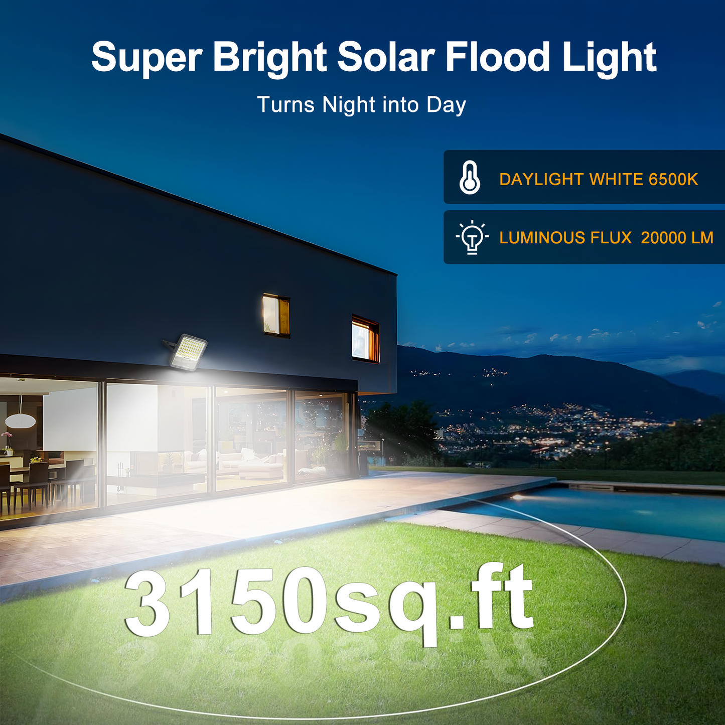AWANFI Solar Lights Outdoor Waterproof, 10000LM LED Auto on/off Dusk to Dawn Light 20000mAh Security Lights with Remote Control for Outside, Garden, Yard, Patio, Walkway