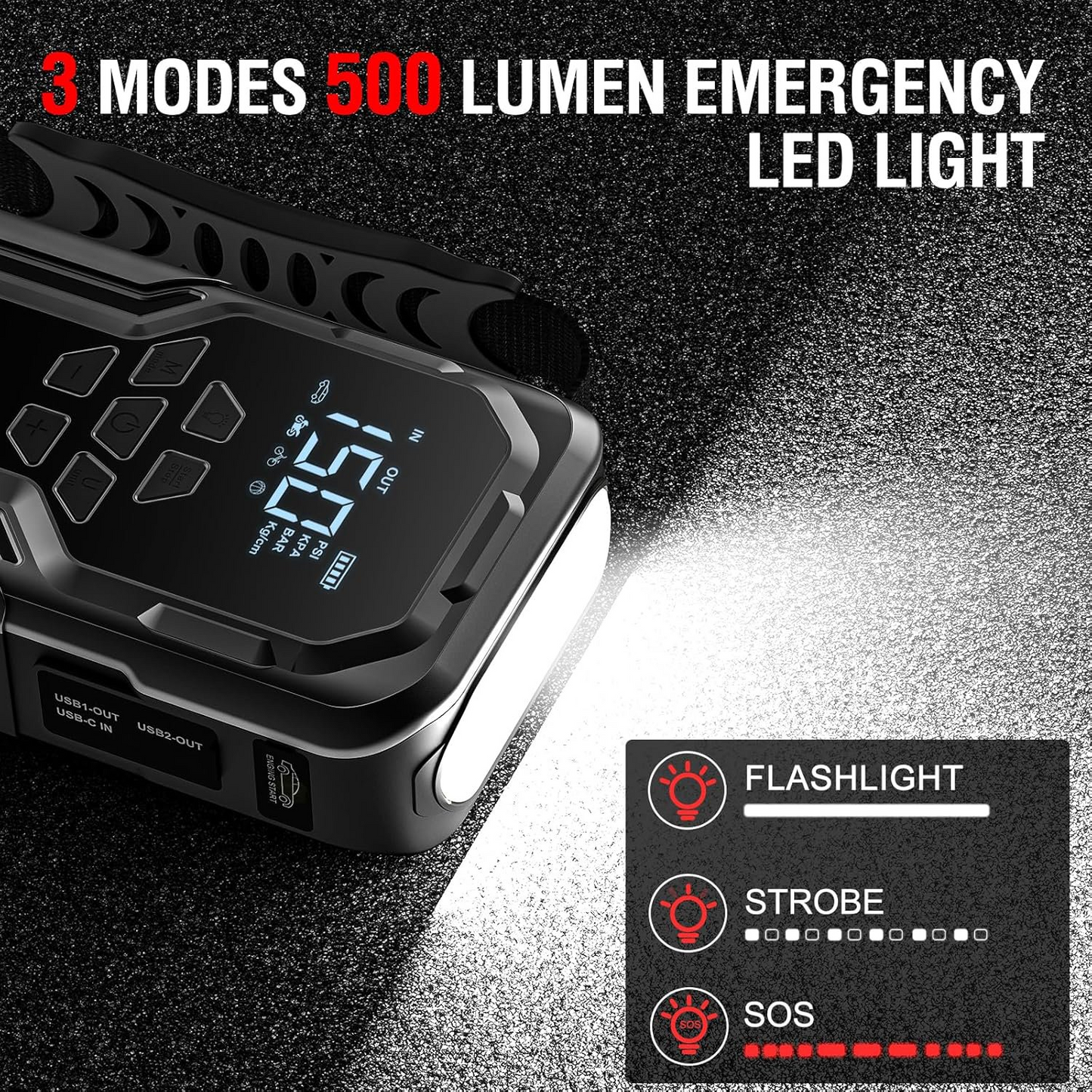 Jump Starter with Air Compressor, 3500A 12V Portable Car Battery Jump Starter with 150PSI Tire Inflator for 10.0L Gas and 8.0L Diesel Engines