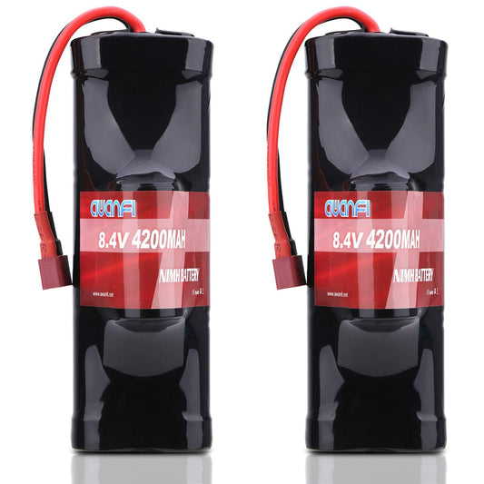 AWANFI 8.4V NiMH 4200mAh 7-Cell Hump Pack RC Battery with Deans Plug for Most 1/10 Scale RC Car Truck Boat Traxxas LOSI Associated HPI Kyosho Tamiya Hobby(2 Pack)