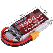 Load image into Gallery viewer, AWANFI 3S LiPo Battery 11.1V 1500mAh 100C LiPo Battery Pack with XT60 Plug for RC Models, RC Car, RC Boat, FPV, Drone, Helicopter, Axial Capra (2Pack)
