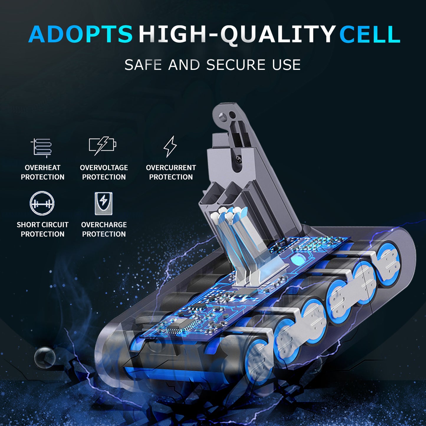 Dyson V10 Battery, SV12 AWANFI Vacuum Cleaner Compatible Battery, Compatible with Dyson V10 Series, V10 Fluffy SV12FF/ V10 Absolute/ V10 Motorhead, etc.(Not Compatible SV10,ISO9001, UN38.8, CE, ROHS standard)