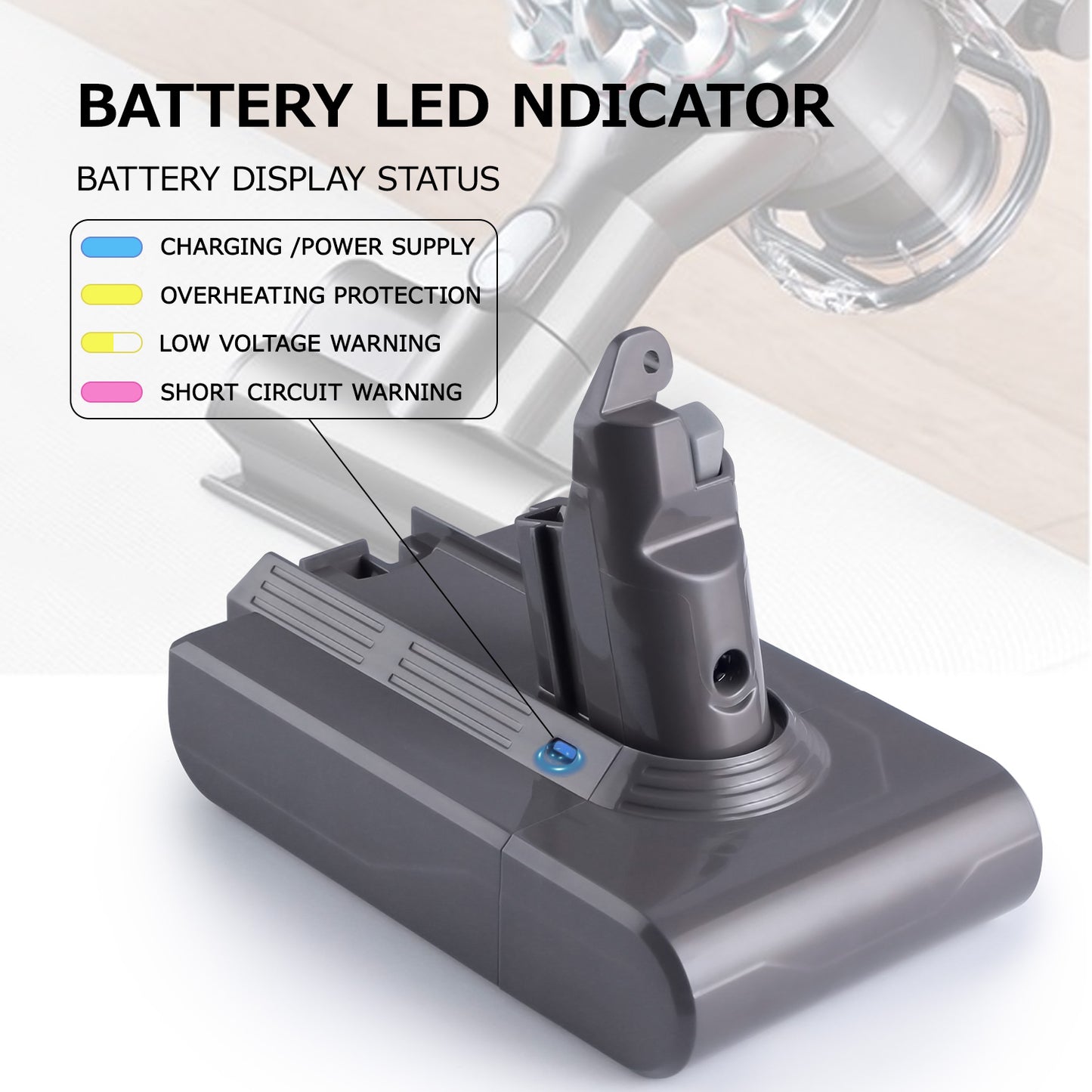 Dyson Battery V6 Large Capacity 3000mAh AWANFI Replacement Battery for Dyson DC58 DC59 DC61 DC62 DC72 DC74 SV07 SV09 animal/V6 fluffy /V6 trigger/v6 Absolute/V6 Motorhead. /V6 Extra/V6 Mattress