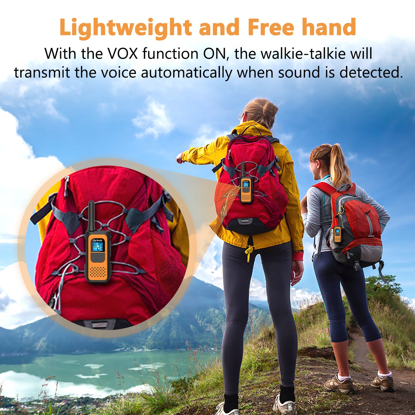Walkie Talkies for Adults 2 Pack, Rechargeable Long Range Walkie Talkie 2 Way Radios 22 Channels VOX Scan LCD Display with Li-ion Battery Type-C Cable for Gift Family Camping Hiking