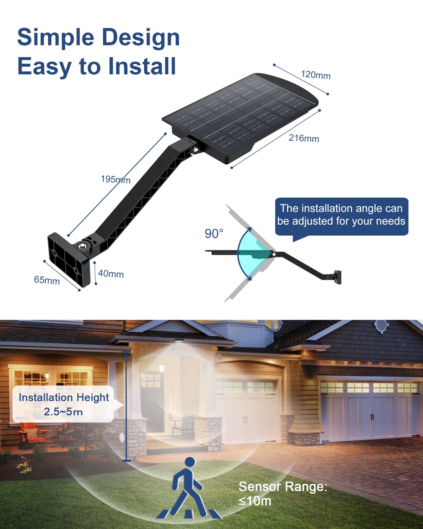 Solar Motion Lights Outdoor, Solar Powered Outdoor Lights Waterproof, Solar Security Lights with Motion Sensor, 1000LM 168 LEDs Flood Light for Outside, Garden, Yard, 2 Pack