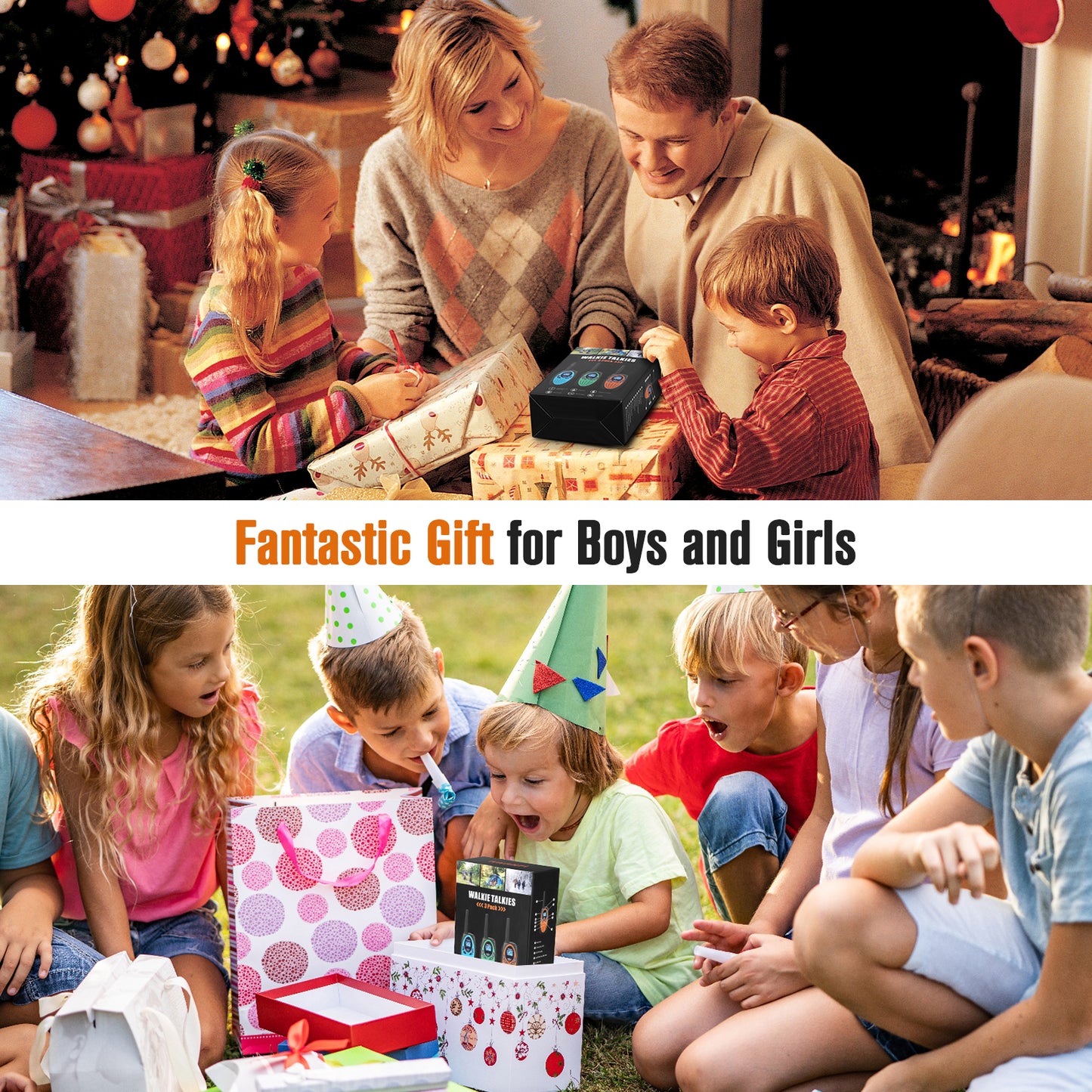 AWANFI Walkie Talkies for Kids 3 Pack, Rechargeable Walkie Talkies Long Range with 22 Channel 1200mAh Li-ion Battery Type-C Cable, Portable FRS Walky Talky 2 Way Radios for Boys Girls Toy Gift