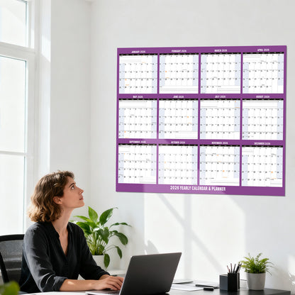 AWANFI 2026 Wall Calendar Dry Erase - 36'' x 24'', Double Sided Erasable & Reusable Yearly Wall Calendar Large Schedule Planner for Home, Office, Plan Organizer