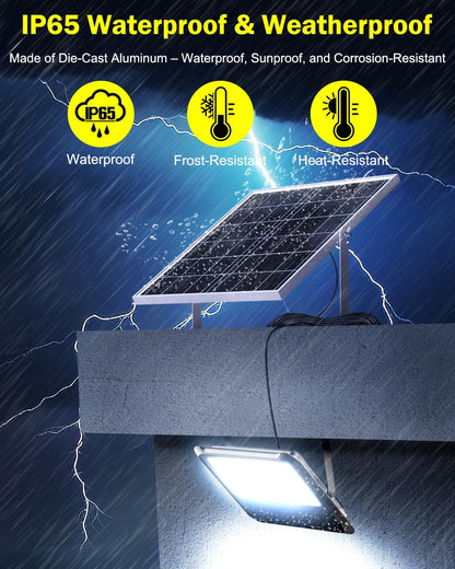 AWANFI Solar Outdoor Lights, LED Solar Flood Lights, 3000LM IP65 Waterproof Security Lights with Remote Control and 8.2 ft Cable for Outside Yard Farmhouse Street Light