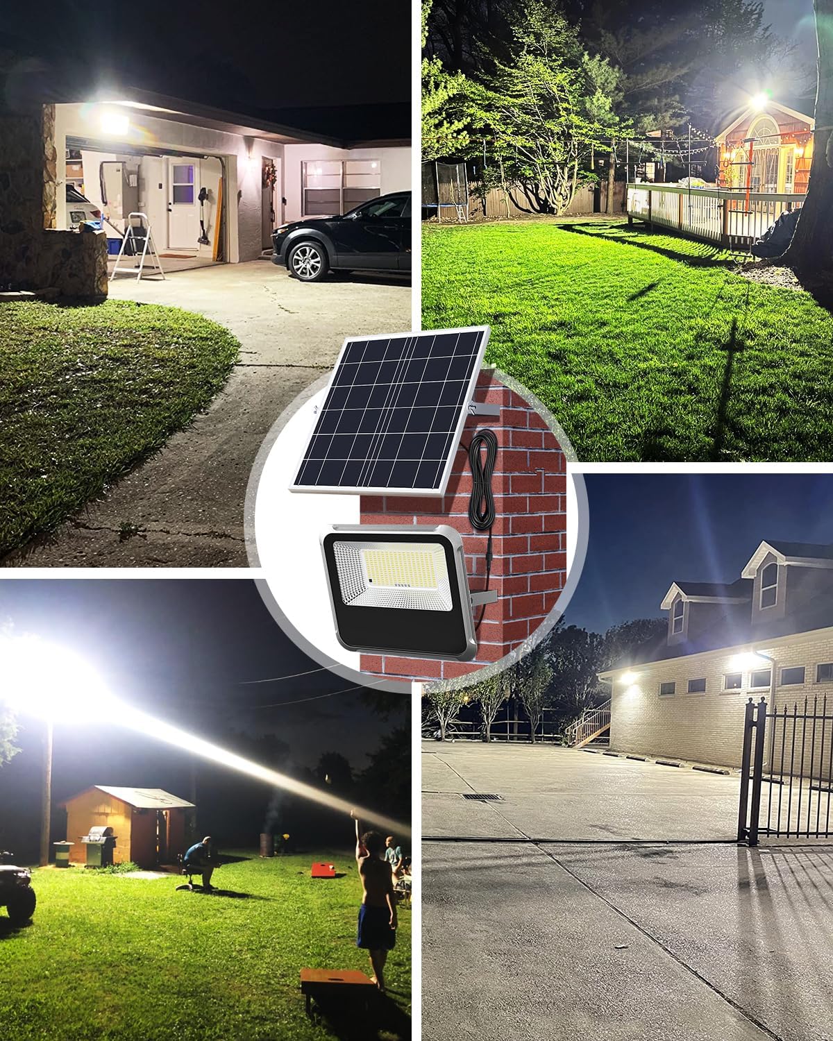 AWANFI Solar Outdoor Lights, LED Solar Flood Lights, 3000LM IP65 Waterproof Security Lights with Remote Control and 8.2 ft Cable for Outside Yard Farmhouse Street Light