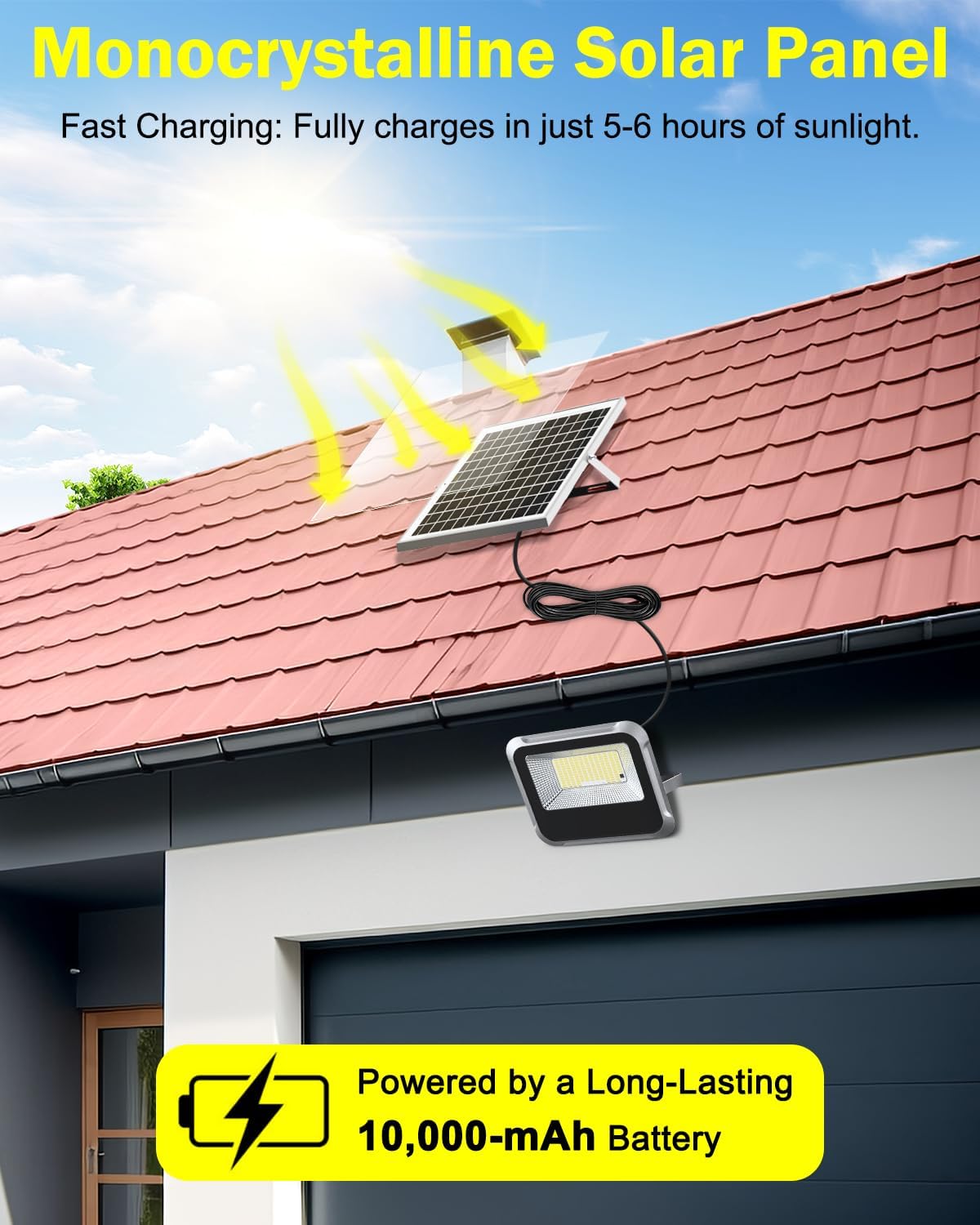 AWANFI Solar Outdoor Lights, LED Solar Flood Lights, 3000LM IP65 Waterproof Security Lights with Remote Control and 8.2 ft Cable for Outside Yard Farmhouse Street Light
