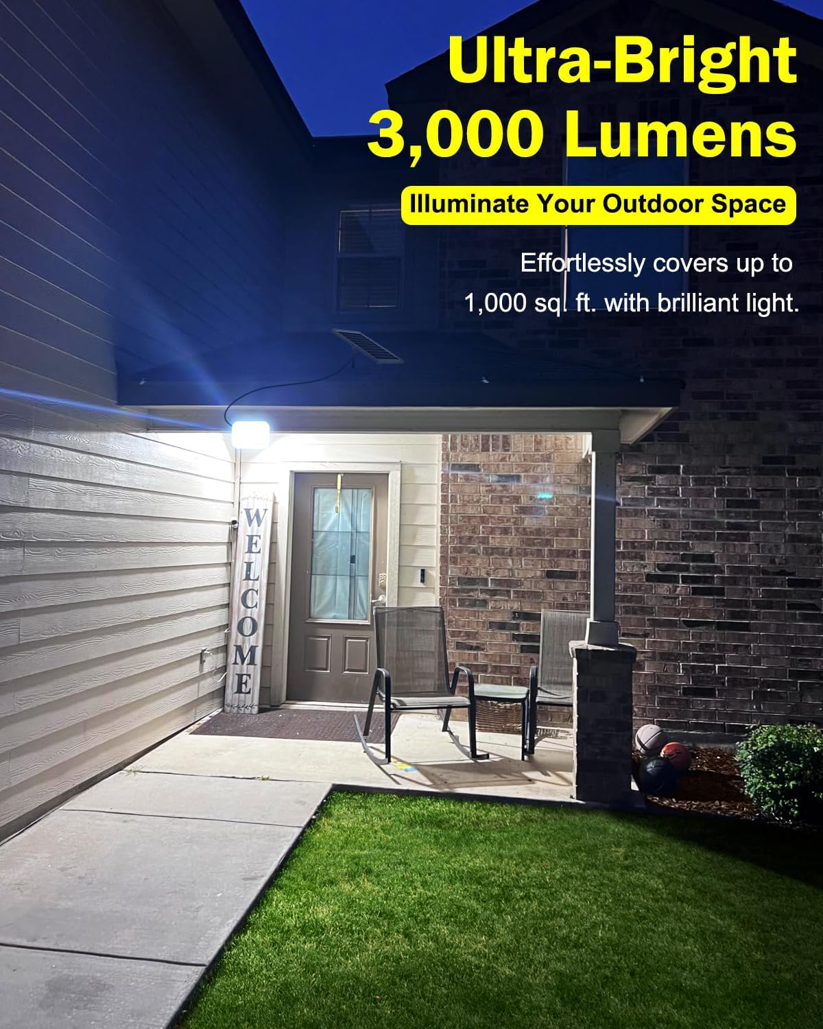 AWANFI Solar Outdoor Lights, LED Solar Flood Lights, 3000LM IP65 Waterproof Security Lights with Remote Control and 8.2 ft Cable for Outside Yard Farmhouse Street Light