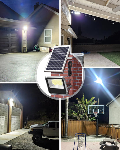 AWANFI Solar Outdoor Lights, LED Solar Flood Lights, 3000LM IP65 Waterproof Security Lights with Remote Control and 8.2 ft Cable for Outside Yard Farmhouse Street Light