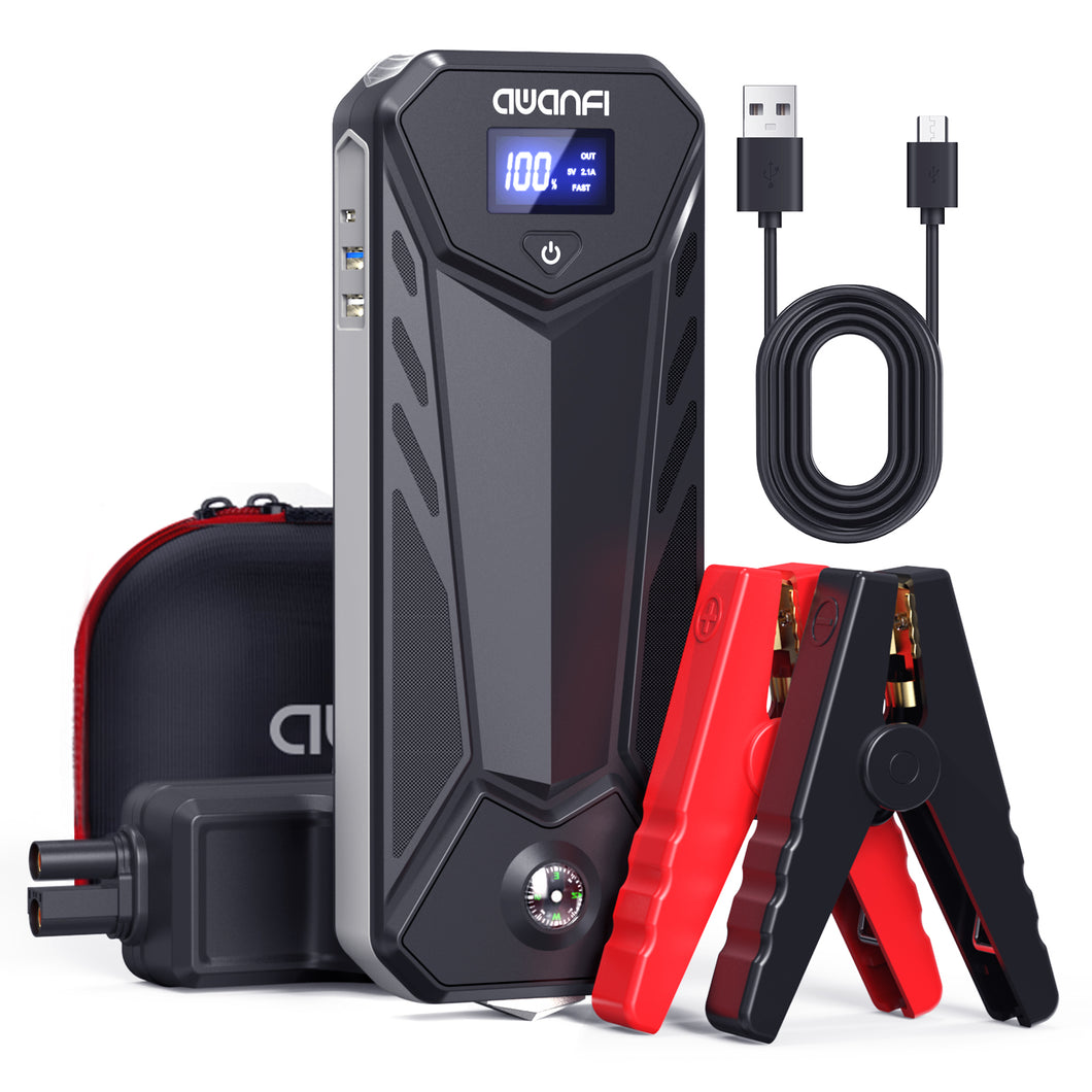 AWANFI Jump Starter, 3000A Battery Jump Starter Portable, Jump Starter Battery Pack, 12V Jump Starter Box for Up to 10.0L Gas or 8.0L Diesel Engine with USB Quick Charge, LED Flashlight
