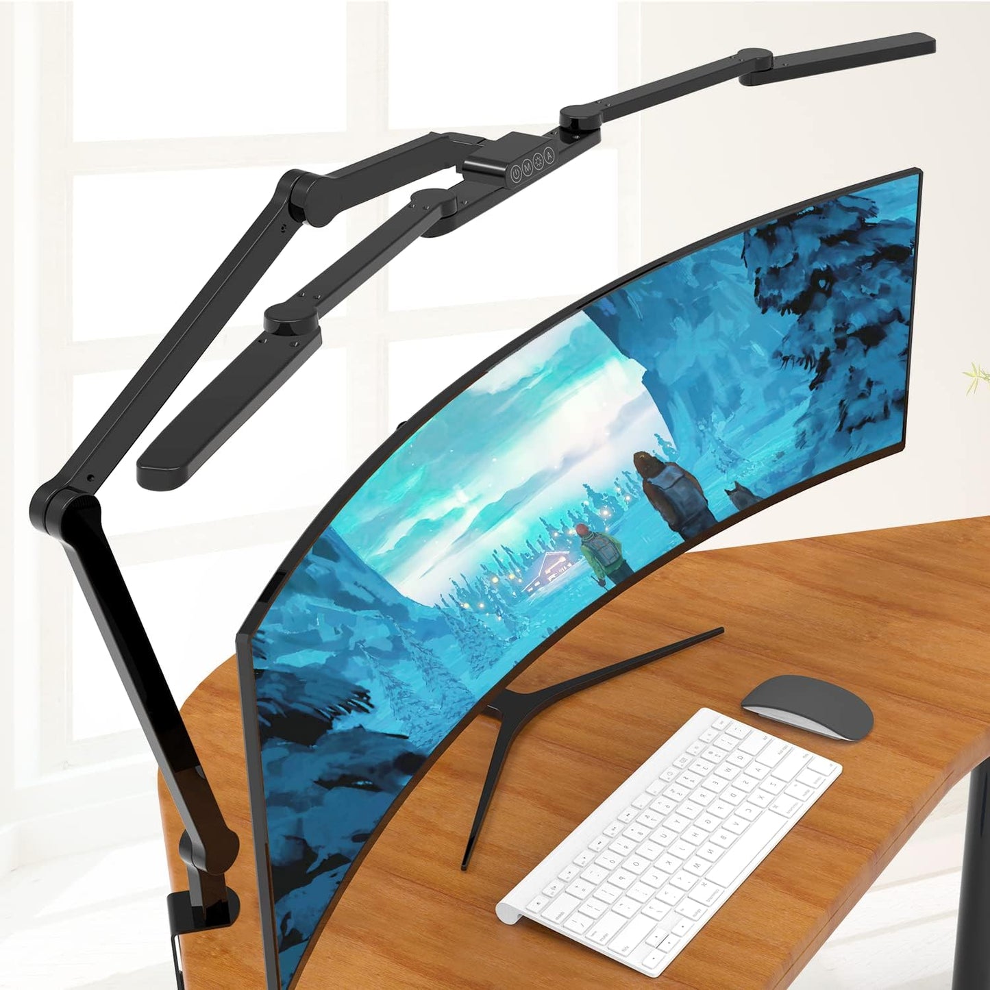 LED Desk Lamp for Home Office - 24W 1500LM Desk Lamps with Clamp Architect Table Lamp Adjustable Head Stepless Dimming Work Light (White/Black)