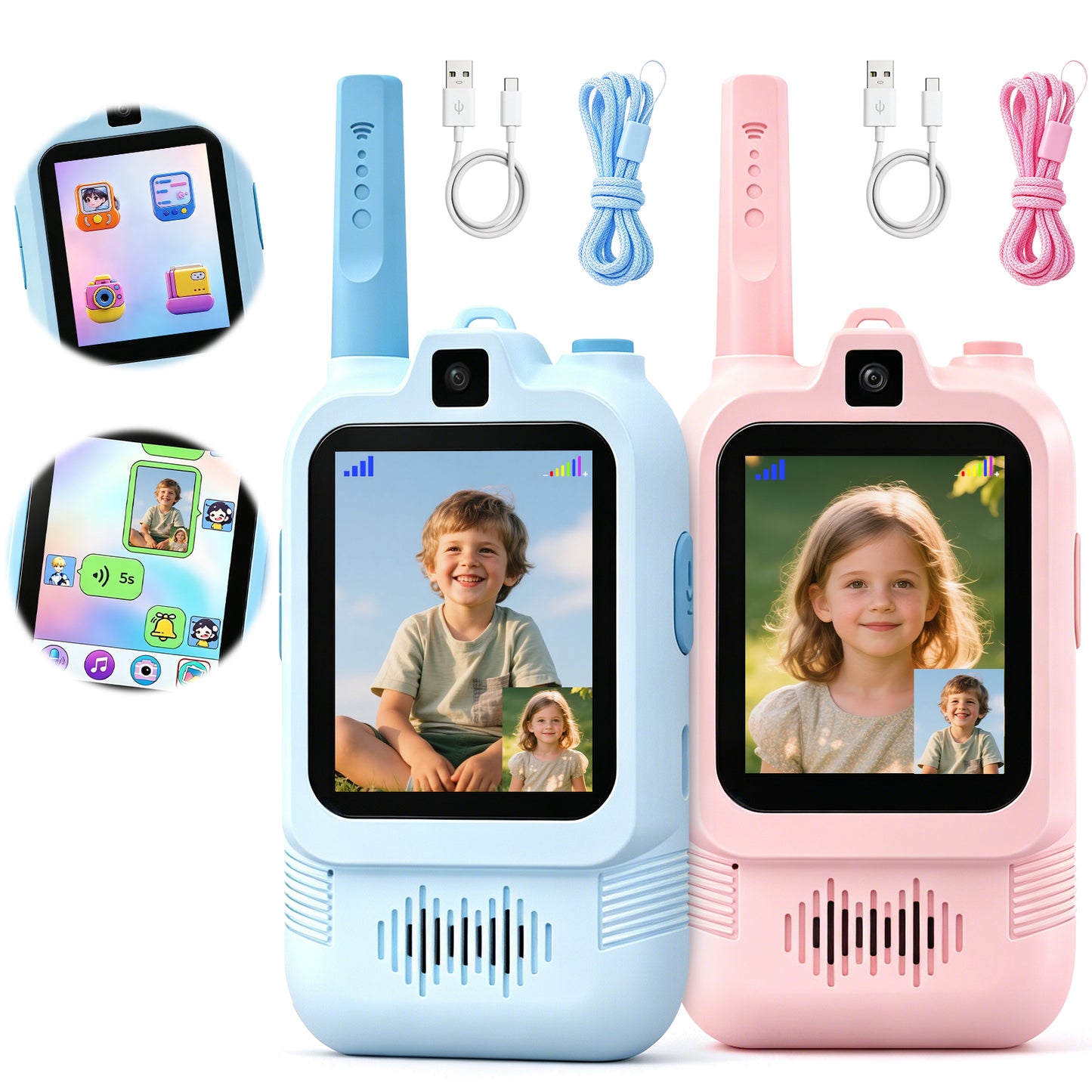 AWANFI Video Walkie Talkies for Kids Rechargeable, Toys Phone 2 Pack for Boys Girls, 1000 ft Long Range, with Voice Chat, Camera, Gifts for Age 3+