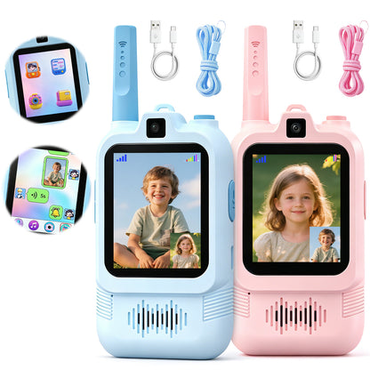 AWANFI Video Walkie Talkies for Kids Rechargeable, Toys Phone 2 Pack for Boys Girls, 1000 ft Long Range, with Voice Chat, Camera, Gifts for Age 3+