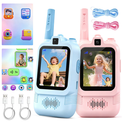AWANFI Video Walkie Talkies for Kids Rechargeable, Toys Phone 2 Pack for Boys Girls, 1000 ft Long Range, with Voice Chat, Camera, Gifts for Age 3+