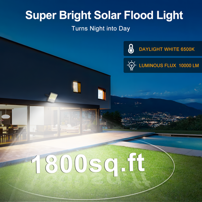 AWANFI Solar Lights Outdoor Waterproof, 3000LM Solar Flood Lights, LED 10000mAh Battery with Remote Control for Outside Walkway Pathway Garden