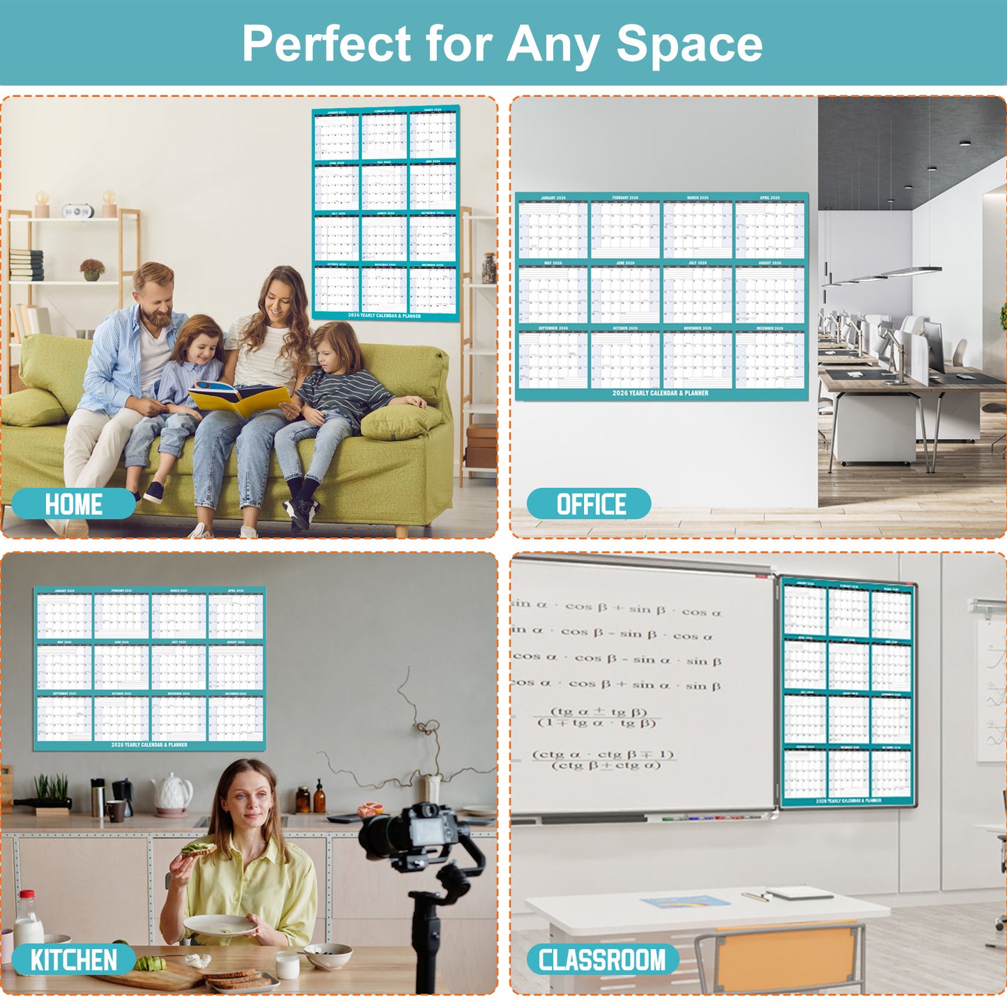 AWANFI 2026 Dry Erase Calendar for Wall - 36'' x 24'', Erasable & Reusable Laminated Monthly Calender with Ample Space Great for Office, Classroom, Home