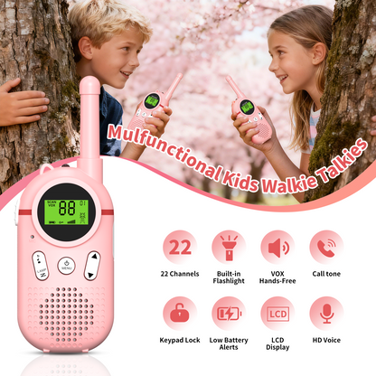 AWANFI Kids Walkie Talkies Rechargeable 2 pack Long Range with LED Flashlight, Toy Gifts for Boys Girls Aged 4-8