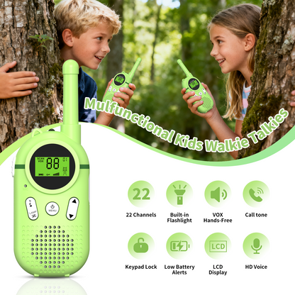 AWANFI Walkie Talkies for Kids 2 pack Rechargeable, Walkie-Talkie Long Range with 22 FRS Channels, Gift for Kids Aged 3-12