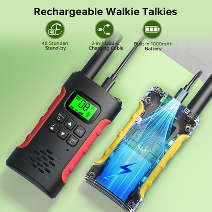 Walkie Talkies for Adults 3 pack with Two Way Radios, Kids Walkie Talkie Rechargeable Long Range, with LED Light, 22 FRS Channels