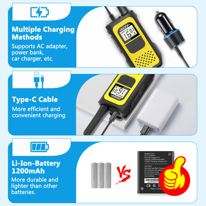 AWANFI Rechargeable 3 Pack Walkie Talkies, Long Range Two Way Radios for Adults