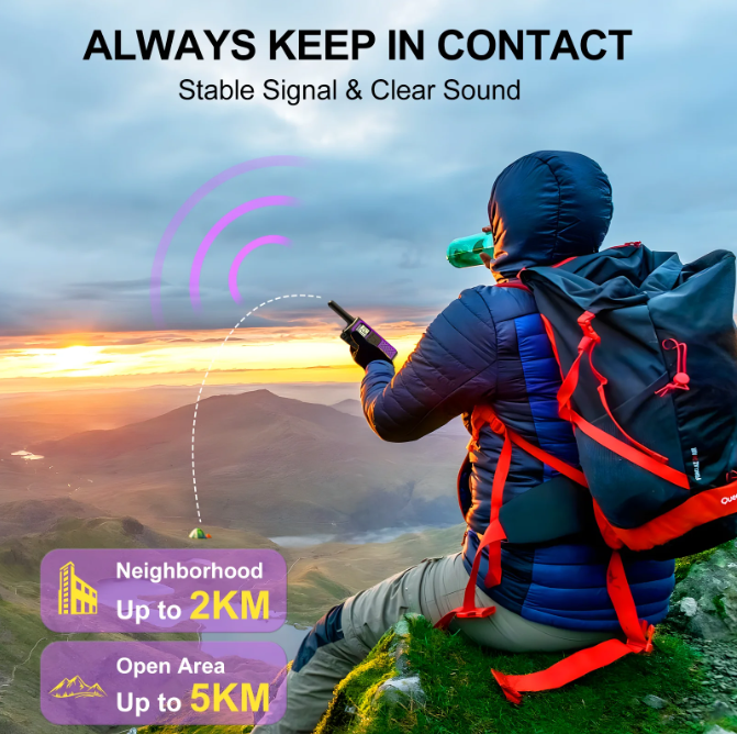 AWANFI Walkie Talkies for Adults Long Range 4 Pack, Rechargeable Walkie-Talkies Kids Set 22 Channels 1200mAh Battery for Camping Hiking