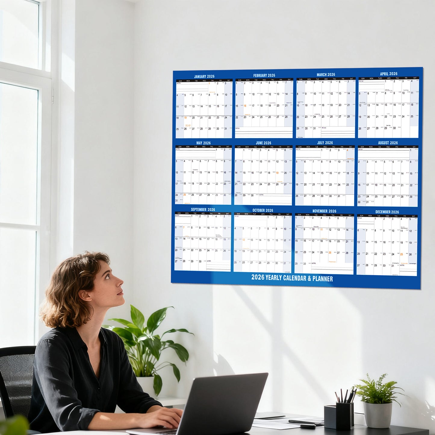 AWANFI 2026 Extra Large Dry Erase Calendar for Wall - 48'' x 32'', Erasable & Reusable Wall Calendar, Monthly Calendar Planner for Home, Office and Classroom