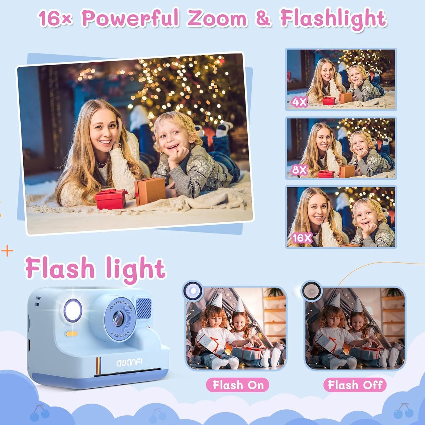 AWANFI Kids Camera Instant Print Toys, 48MP Kids Digital Camera with 1080P Video, 32GB SD Card & 3 Rolls Printing Paper, Fun Instant Print Camera for Kids Ages 3-16, Perfect Christmas & Birthday Gift