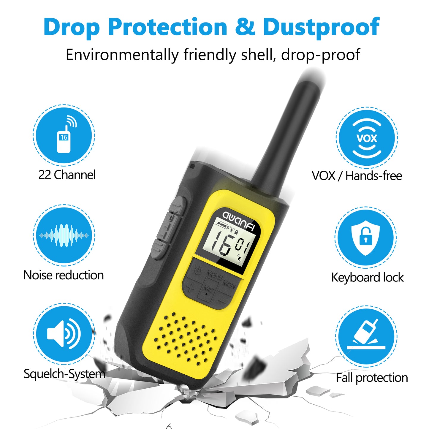 AWANFI Rechargeable 3 Pack Walkie Talkies, Long Range Two Way Radios for Adults