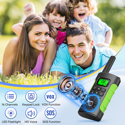 Walkie Talkies for Kids Adults Rechargeable 2 pack, Walkie Talkie Kids Two Way Radios Long Range, LED Flashlight, 22 FRS Channels