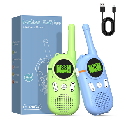 AWANFI Walkie Talkies for Kids 2 pack Rechargeable, Walkie-Talkie Long Range with 22 FRS Channels, Gift for Kids Aged 3-12