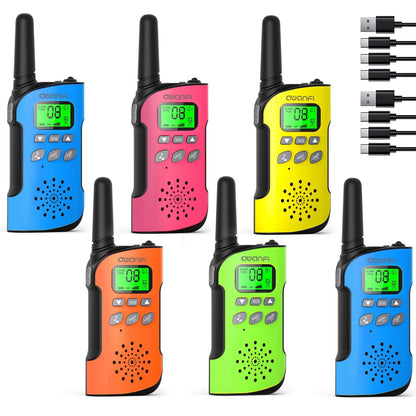 6 Pack Walkie Talkies for Kids, AWANFI Long Range Two Way Radios Built-in Rechargeable Li-ion Battery for Family Camping, Hiking, Cycling