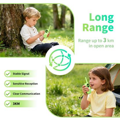 AWANFI Walkie Talkies for Kids 2 pack Rechargeable, Walkie-Talkie Long Range with 22 FRS Channels, Gift for Kids Aged 3-12