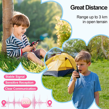 AWANFI Walkie Talkies Long Range 4 Pack, Walkie Talkie Rechargeable for Kids Family 22 Channels 2 Way Radios for Outside, Camping, Hiking, Gifts for Boys Girls