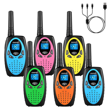 AWANFI Walkie Talkies for Kids Adults, 6 pack Rechargeable Long Range Two Way Radios for Family Camping, Hiking, Cycling