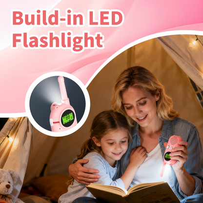 AWANFI Kids Walkie Talkies Rechargeable 2 pack Long Range with LED Flashlight, Toy Gifts for Boys Girls Aged 4-8