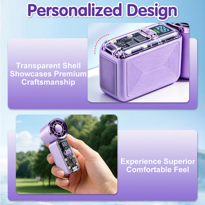 AWANFI Portable Handheld Fan, Pocket Electric Personal Fan Rechargeable with LED Display High-Speed Mini Turbo Fan for Outdoor Home, Purple
