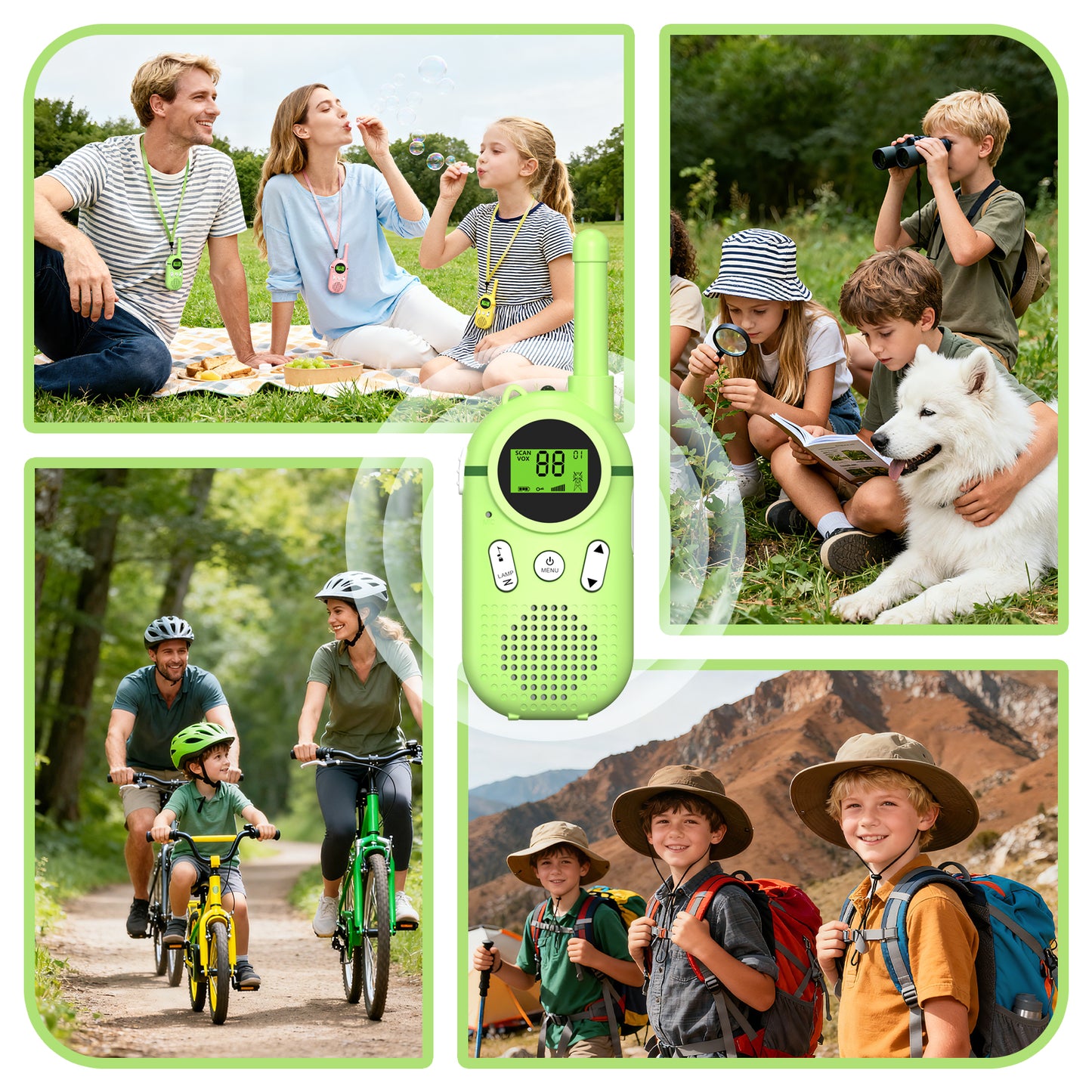 AWANFI Walkie Talkies for Kids 2 pack Rechargeable, Walkie-Talkie Long Range with 22 FRS Channels, Gift for Kids Aged 3-12