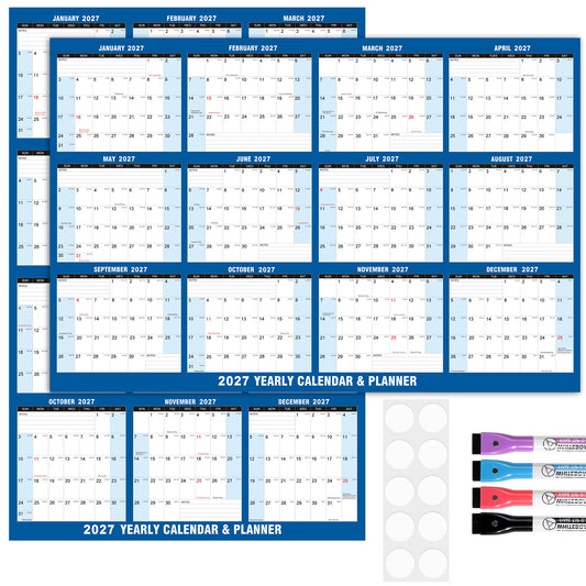 AWANFI 2027 Extra Large Dry Erase Calendar for Wall - 48" x 32", Erasable & Reusable Wall Calendar, Monthly Calendar Planner for Home, Office and Classroom