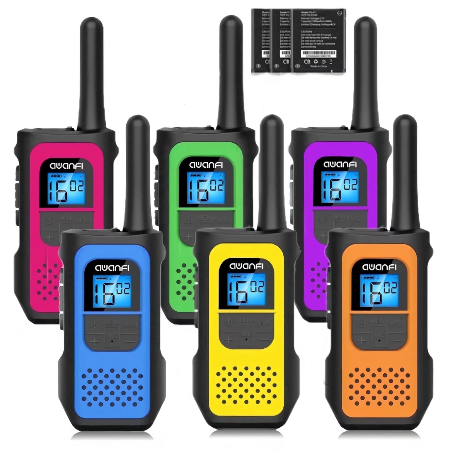 AWANFI Walkie Talkies 6 Pack for Adults, Rechargeable Kids Two Way Radios for Outdoor Adventures