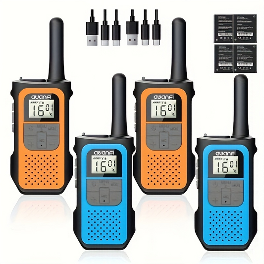 AWANFI 4 Pack Walkie Talkies for Adults, Rechargeable Walkie Talkie for Kids Long Range, High Quality Family Pack Two-Way Radios, for Outdoor Camping Hiking
