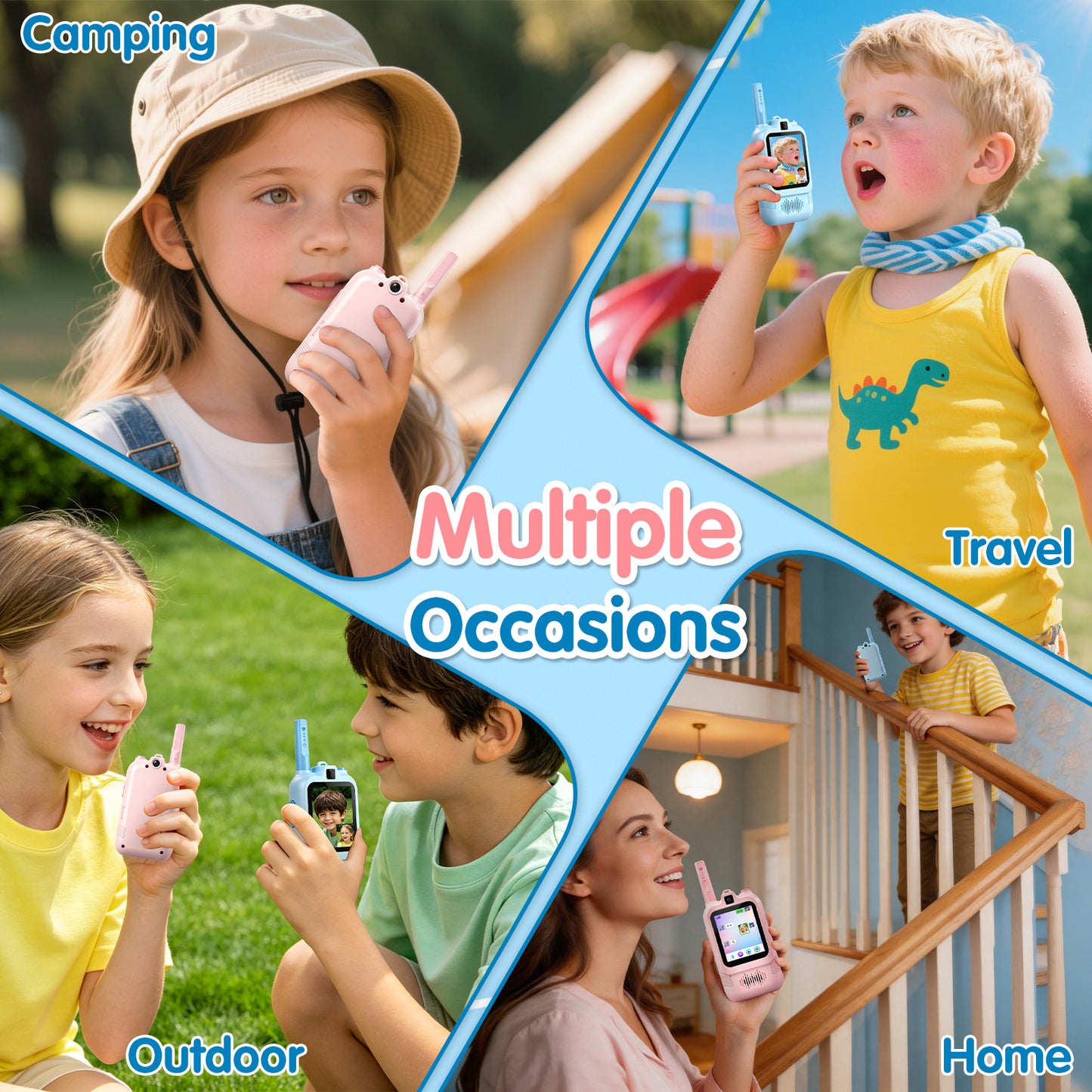 AWANFI Video Walkie Talkies for Kids Rechargeable, Toys Phone 2 Pack for Boys Girls, 1000 ft Long Range, with Voice Chat, Camera, Gifts for Age 3+
