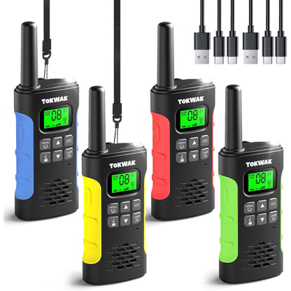 Walkie Talkies 4 pack, Walkie Talkie for Kids Adults, Rechargeable Walkie Talkies, Two Way Radio with 22 FRS Channels, LED Flashlight VOX LCD Display