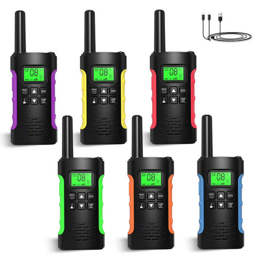 Walkie Talkies for Adults 6 pack with Two Way Radios, Kids Walkie Talkie Rechargeable Long Range, with LED Light, 22 FRS Channels