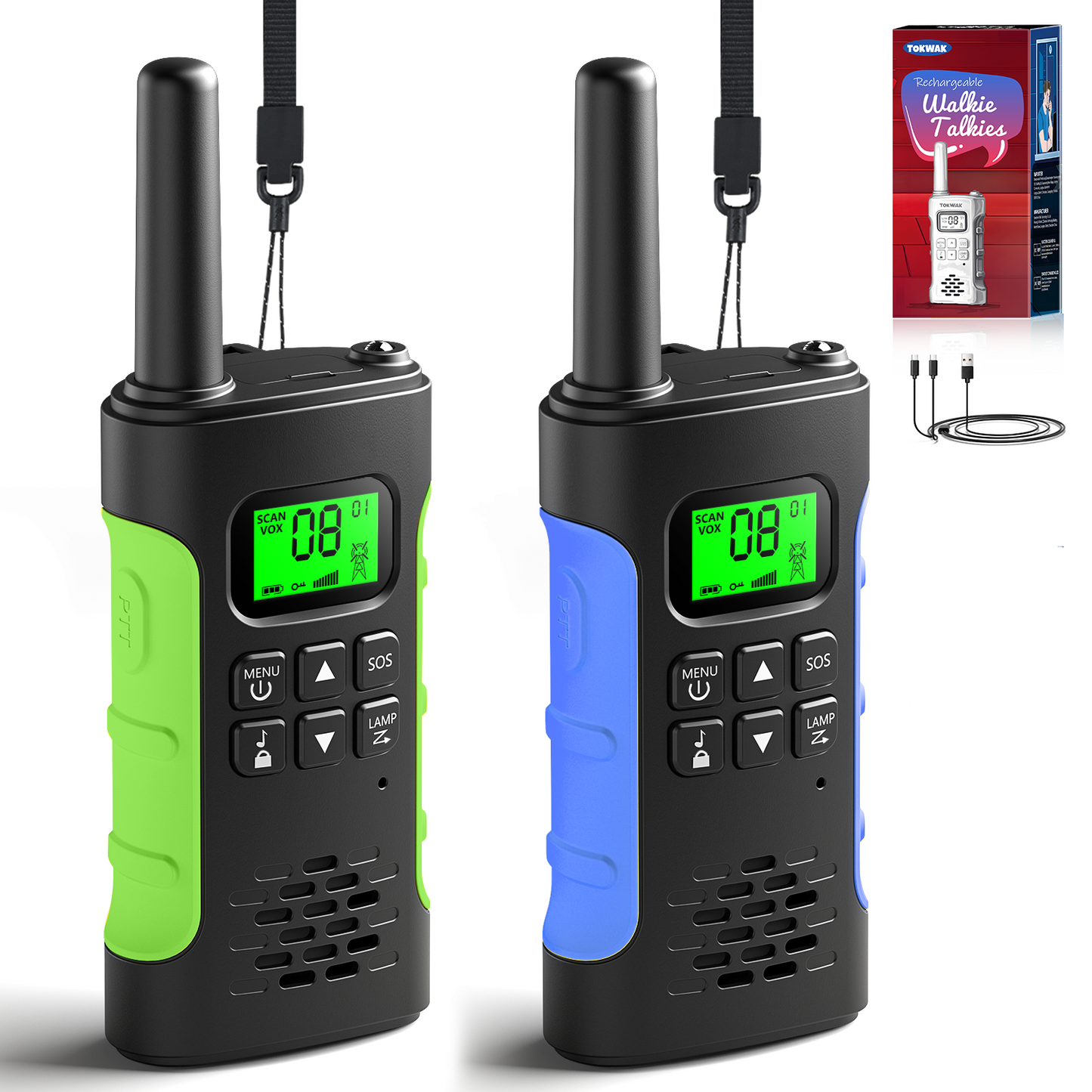 Walkie Talkies for Kids Adults Rechargeable 2 pack, Walkie Talkie Kids Two Way Radios Long Range, LED Flashlight, 22 FRS Channels