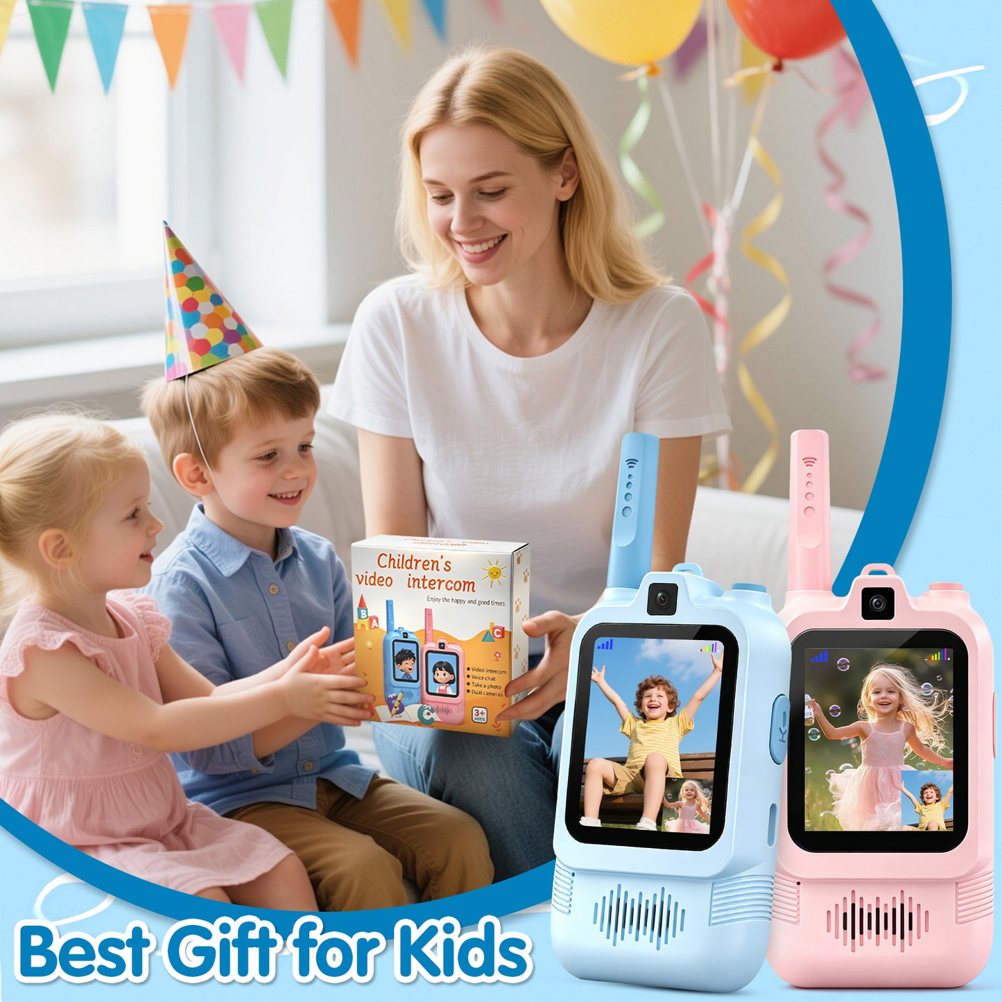 AWANFI Video Walkie Talkies for Kids Rechargeable, Toys Phone 2 Pack for Boys Girls, 1000 ft Long Range, with Voice Chat, Camera, Gifts for Age 3+