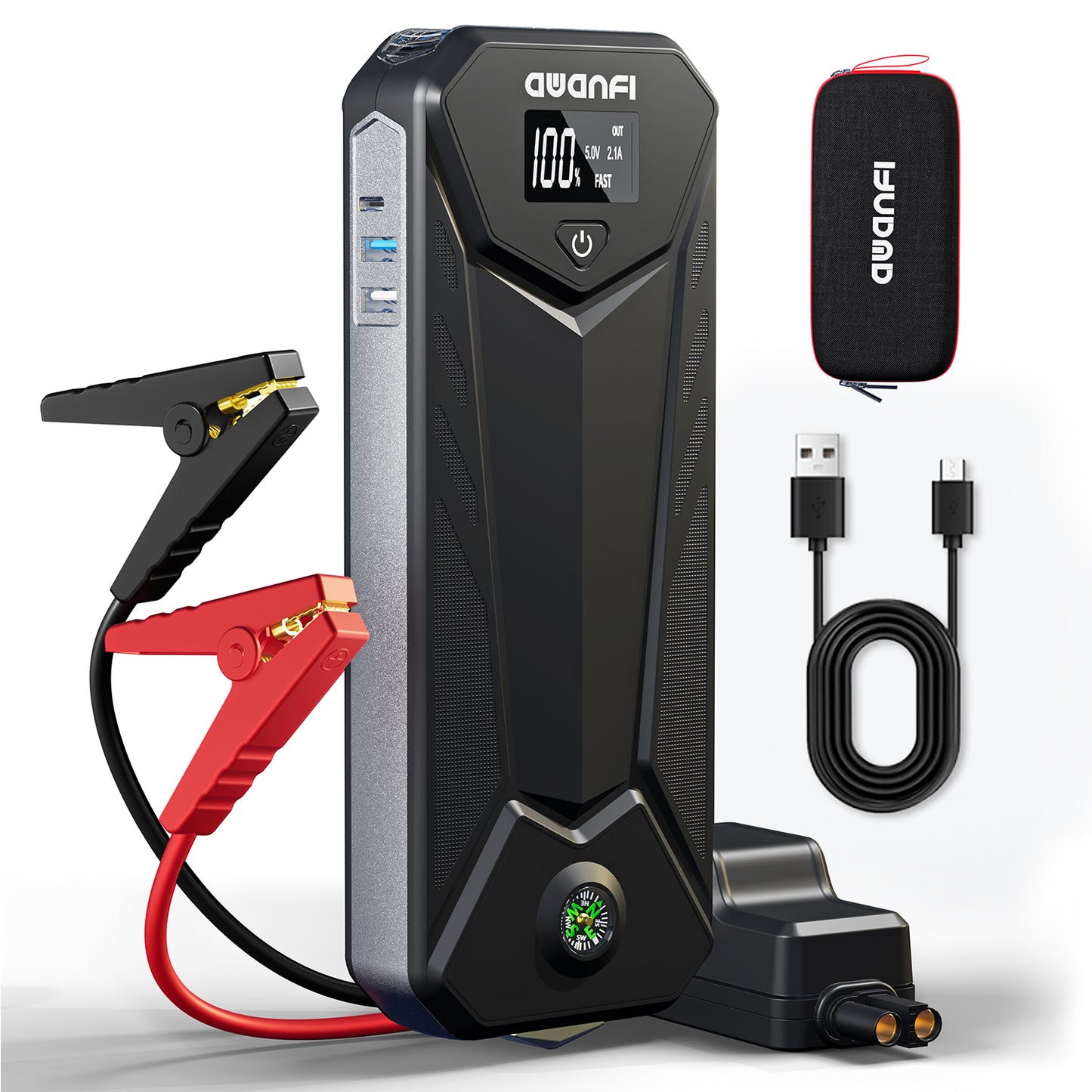 AWANFI Jump Starter, 5000A Battery Jump Starter Portable, Jump Starter Battery Pack, 12V Jump Starter Box for Up to 10.0L Gas or 8.0L Diesel Engine with USB Quick Charge, LED Flashlight