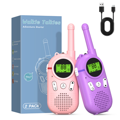 AWANFI Kids Walkie Talkies Rechargeable 2 pack Long Range with LED Flashlight, Toy Gifts for Boys Girls Aged 4-8